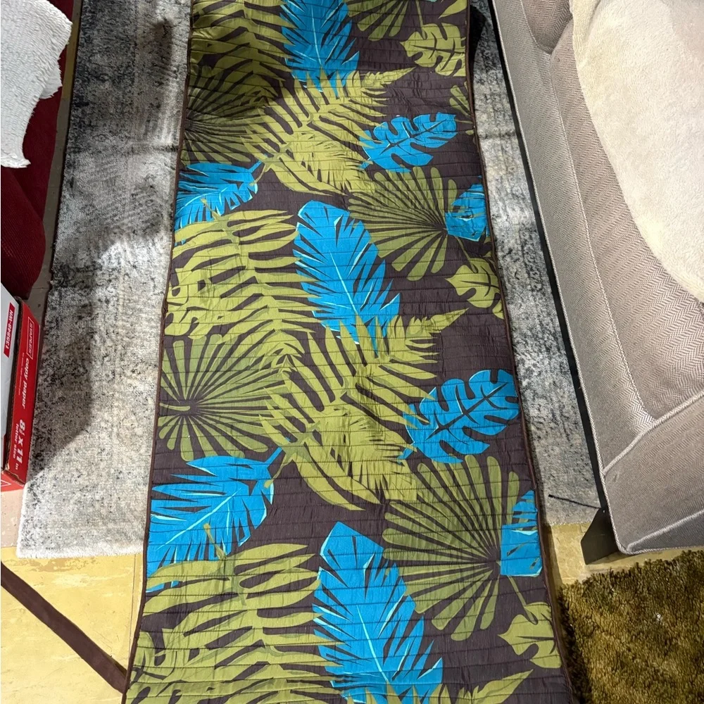 Tropical Leaf Patterned Beach Towel and pillow roll
